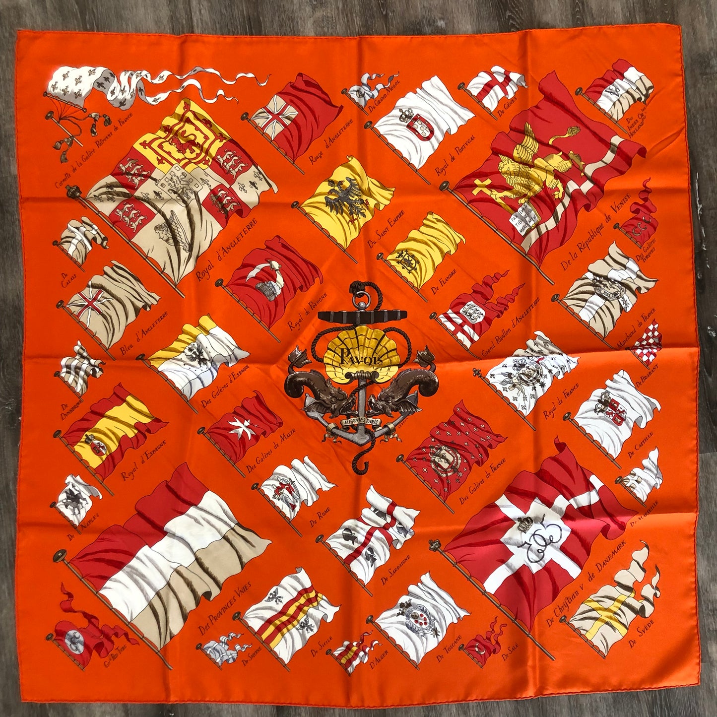 Authentic Hermes Pavois Silk Scarf