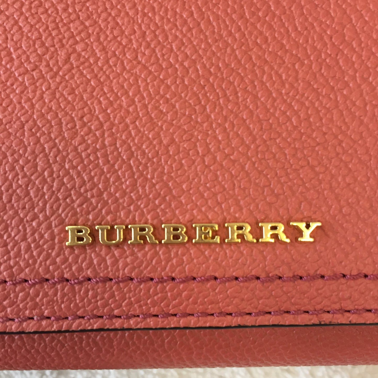 Authentic Burberry Salmon Soft Grain Leather Wallet With Card Case