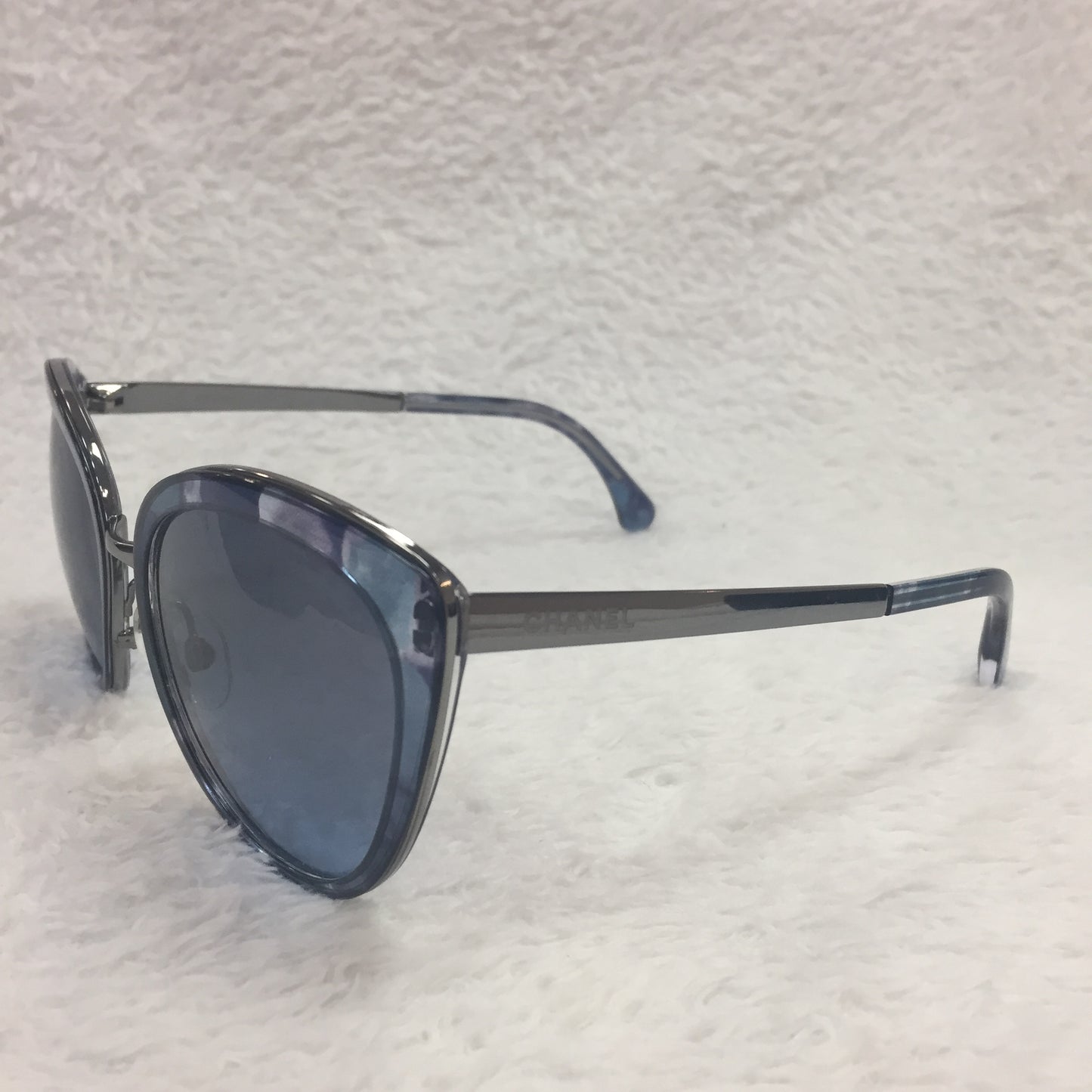Authentic Chanel Blue Marble Butterfly Sunglasses