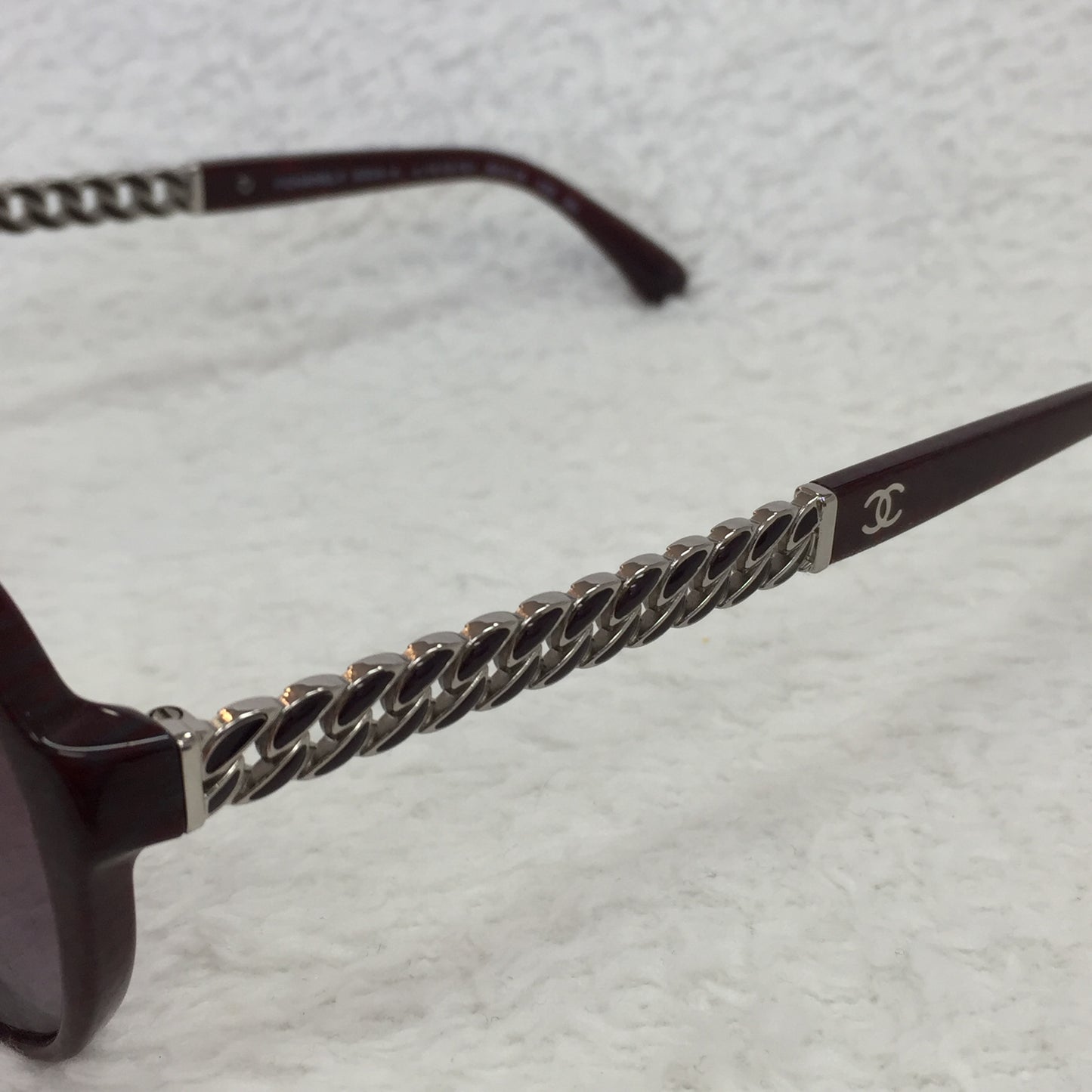 Authentic Chanel Bordeaux Silver Chain Sunglasses