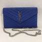 Authentic Saint Laurent Royal Blue Grained Leather Envelope WOC