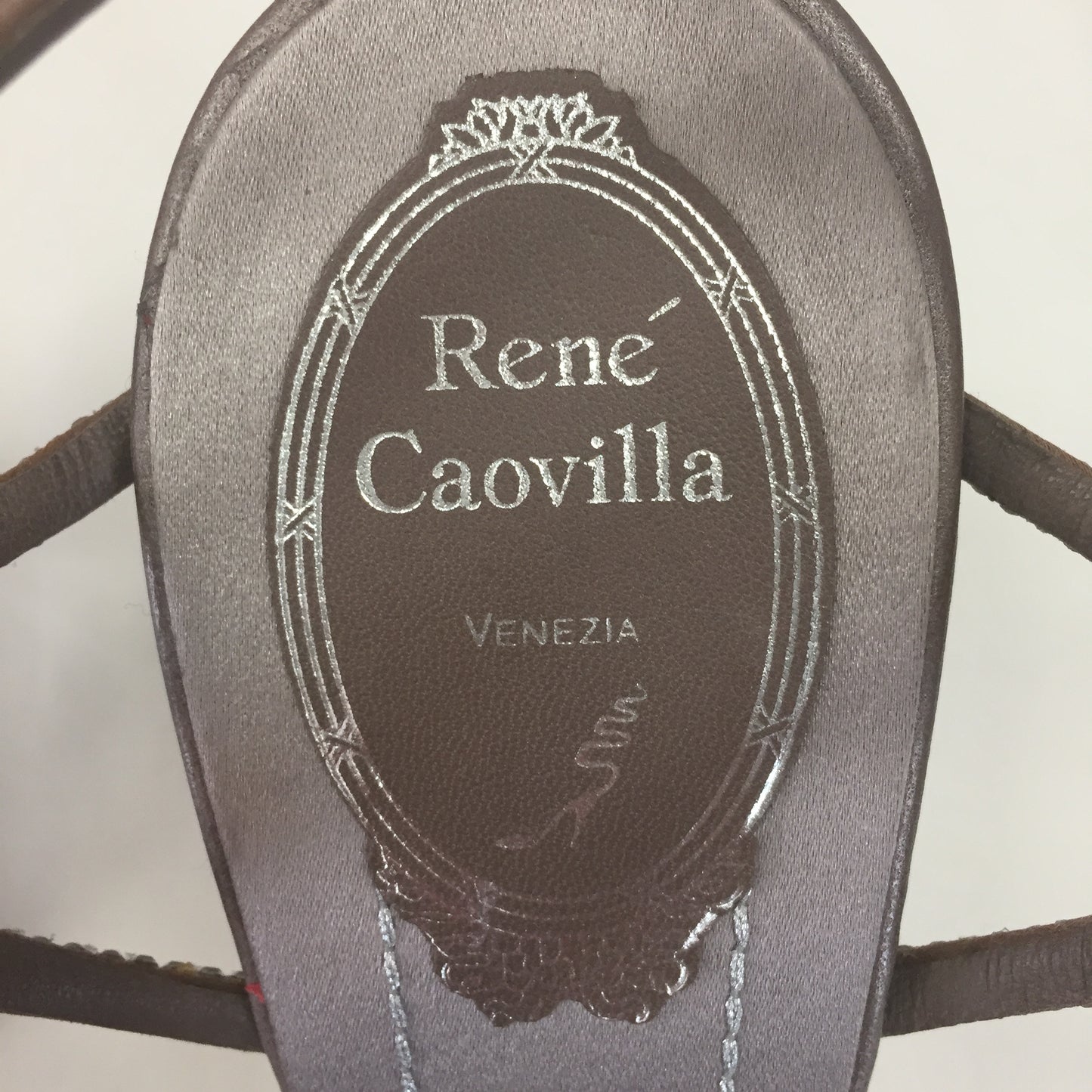 Authentic Rene Caovilla Taupe Selina Strass 85 Sandals Women's Size 38.5