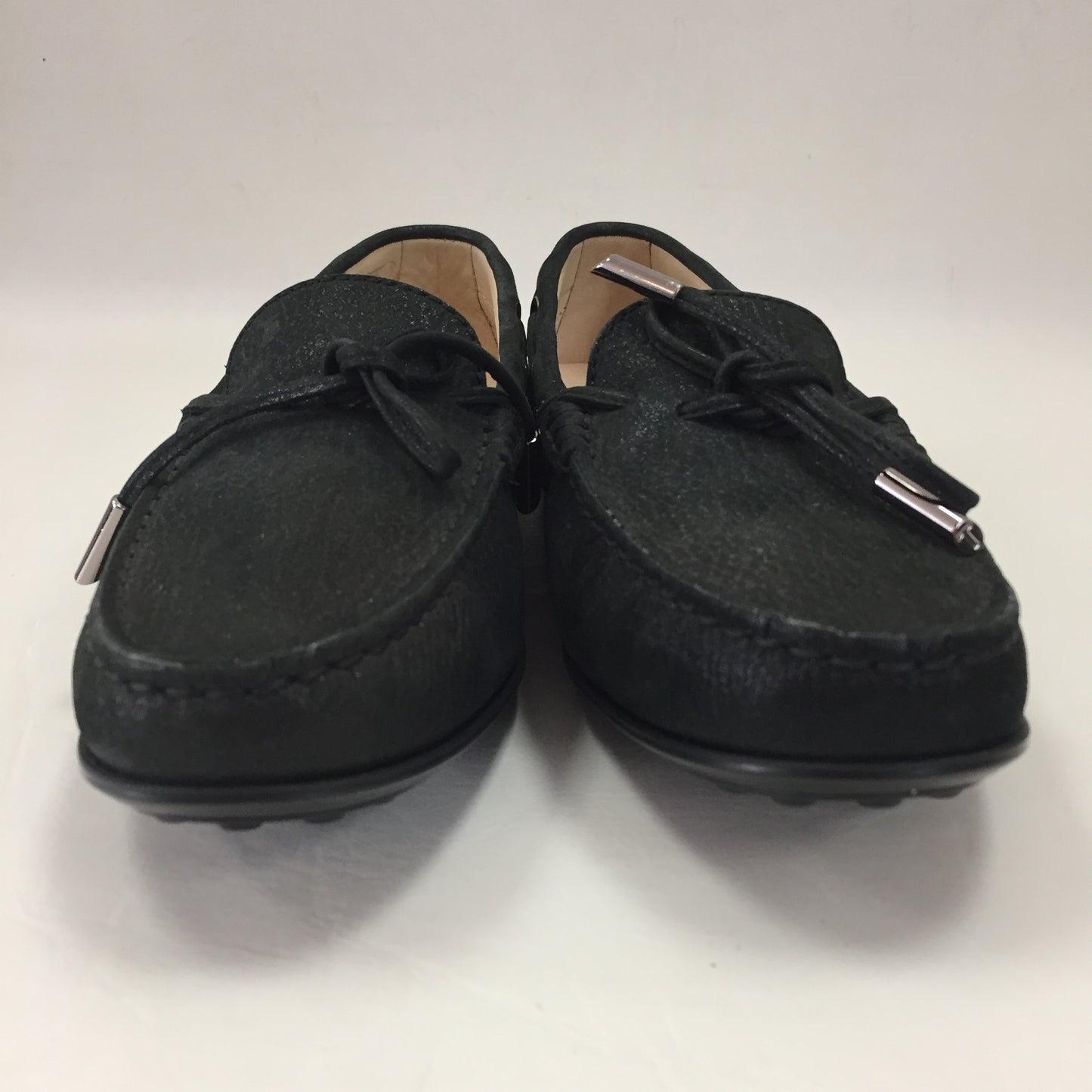 Authentic Tod's Black Electric Suede Driving Moccasins Women's Size 7