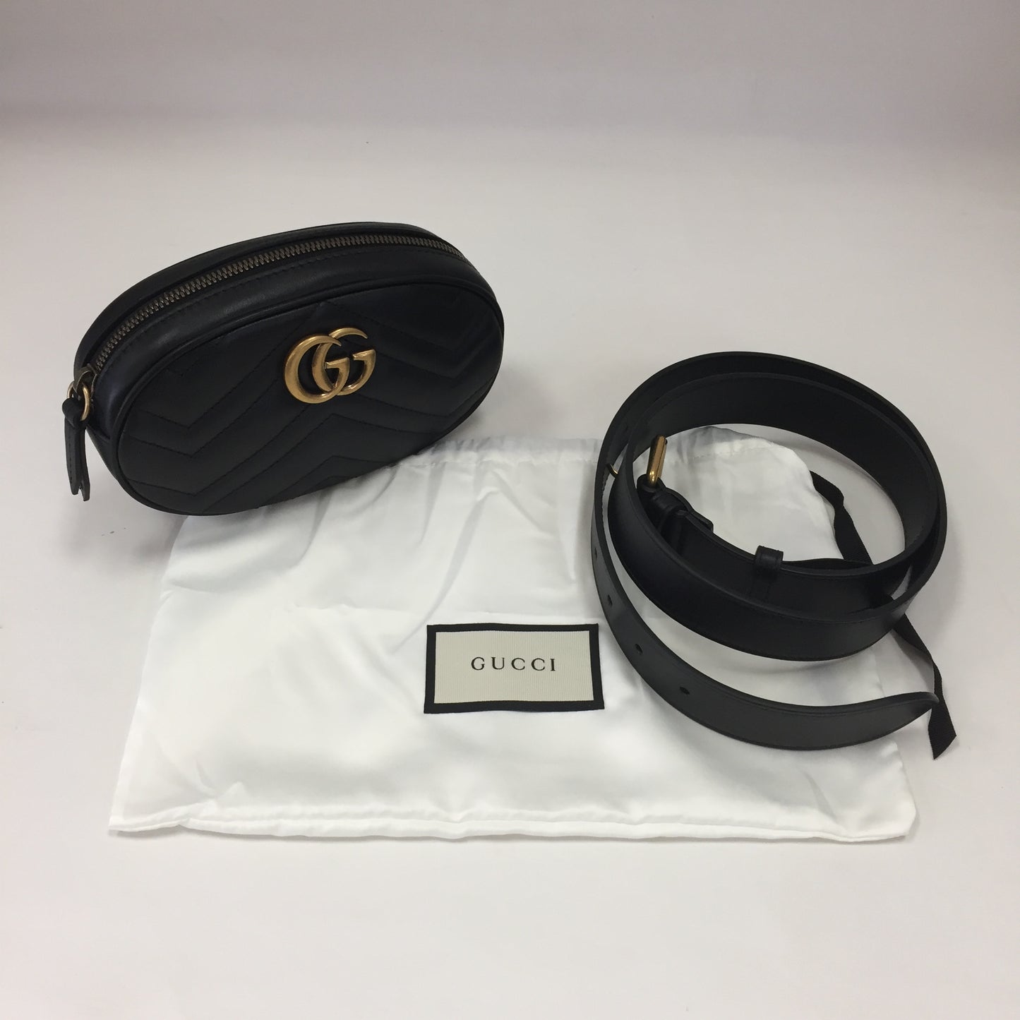 Authentic Gucci Black Marmont Small Belt Bag 85