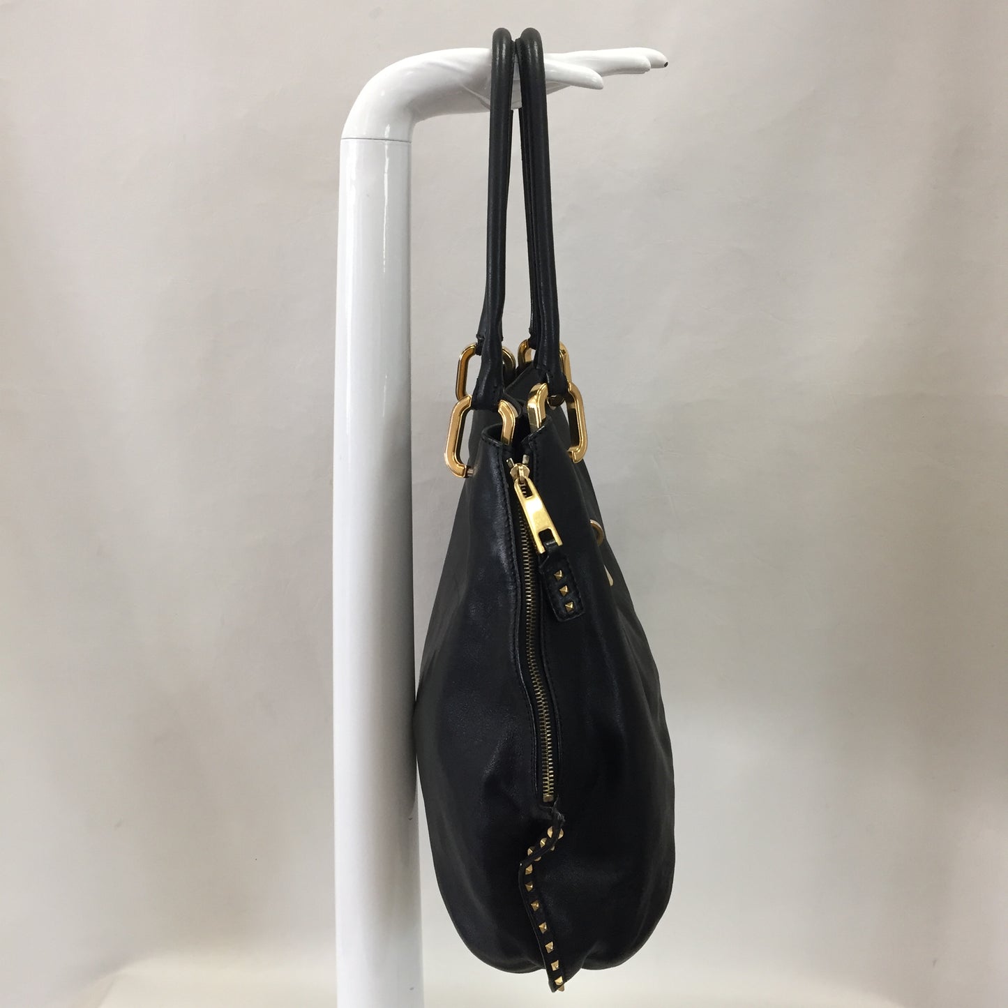 Authentic Marc Jacobs Black Leather Paradise "Amber" Studded Hobo Tote
