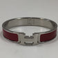 Authentic Hermes Red Clic H Bracelet Palladium Hardware sz GM