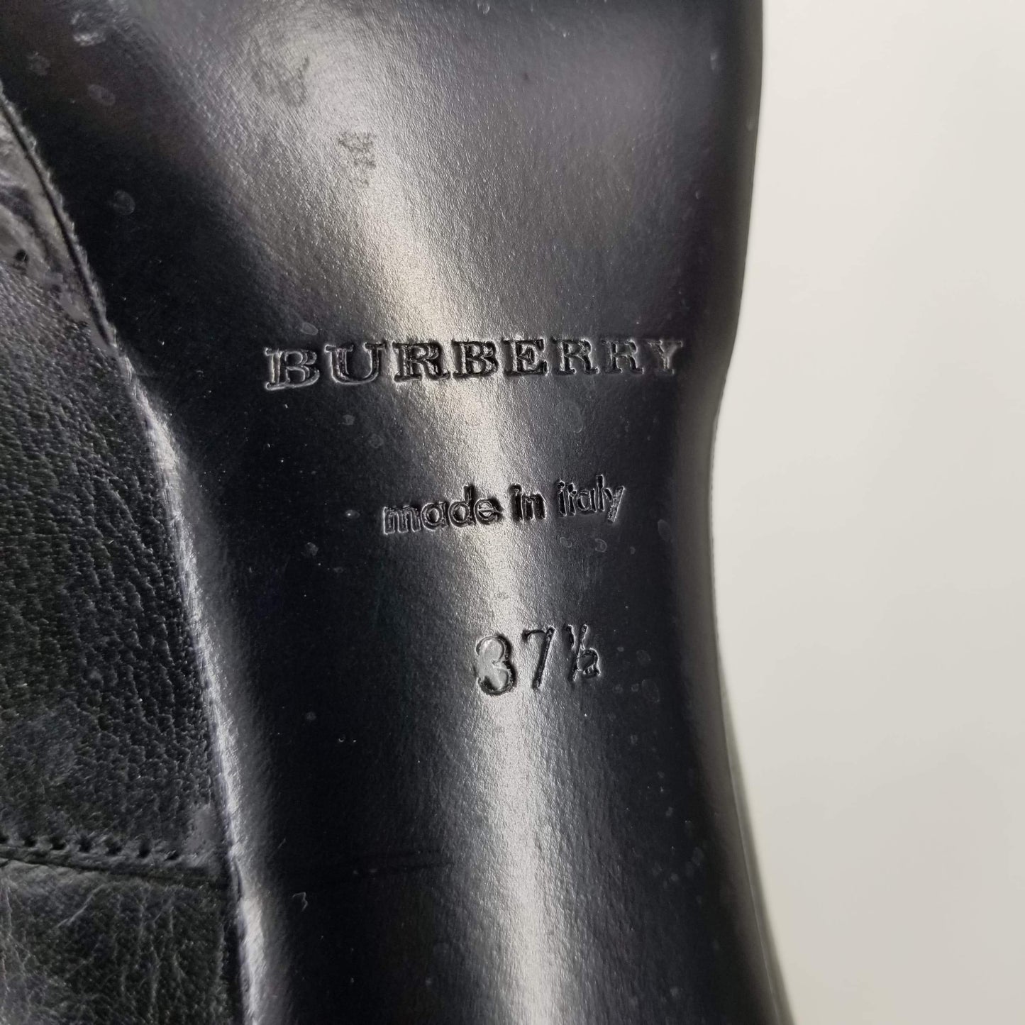 Authentic Burberry Black Leather Manners Boots Sz 37.5