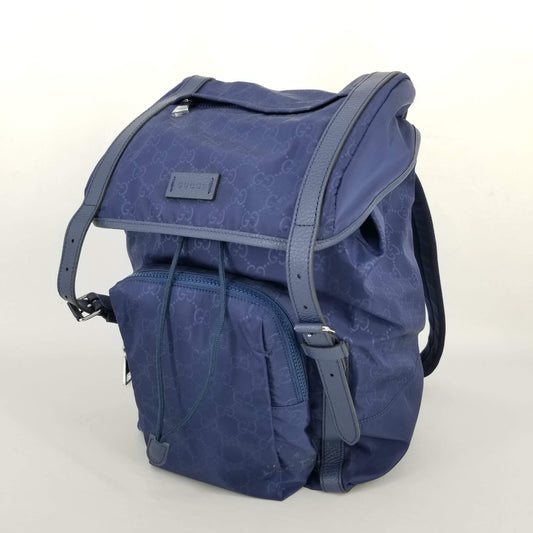 Authentic Gucci Navy Nylon Lg Backpack