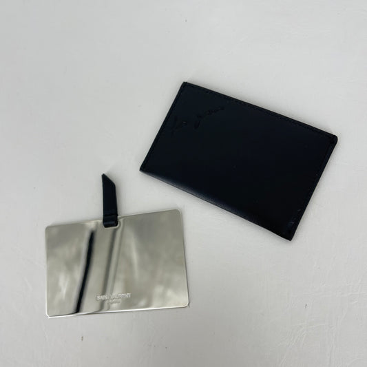 Authentic YSL Black Leather Pouch with Mirror