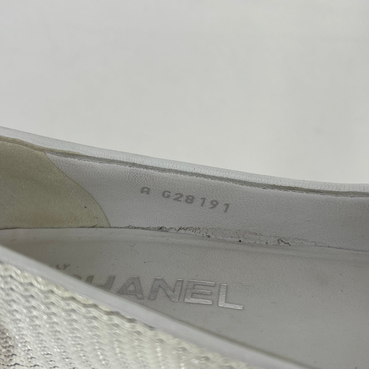 Authentic Chanel White/Black Capped Toe Flats