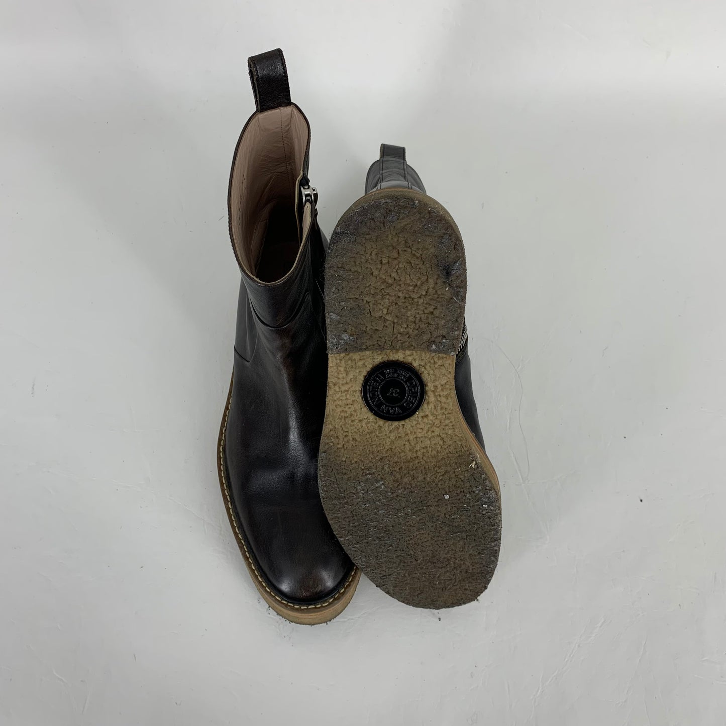 Authentic Dries Van Noten Black Leather Boots Sz 7