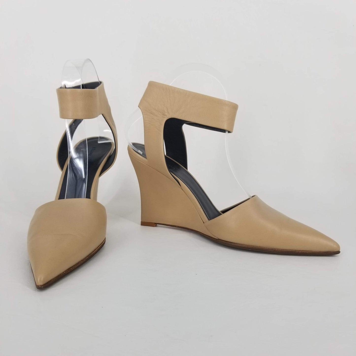 Authentic Celine Beige Ankle Strap Wedges