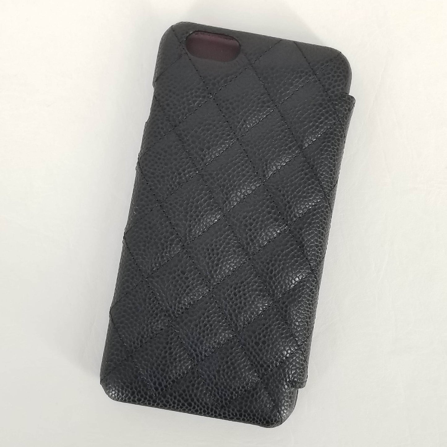 Authentic Chanel Black Caviar Quilted IPhone 6+ Wallet Phone Case