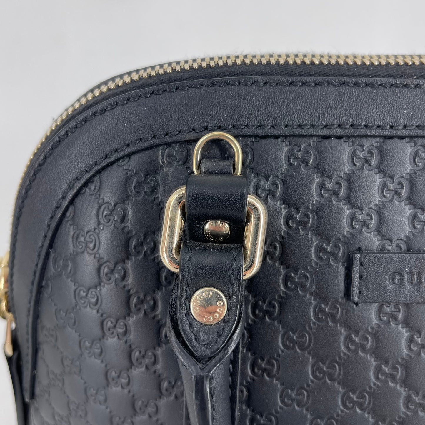 Authentic Gucci Black Leather Dome Bag