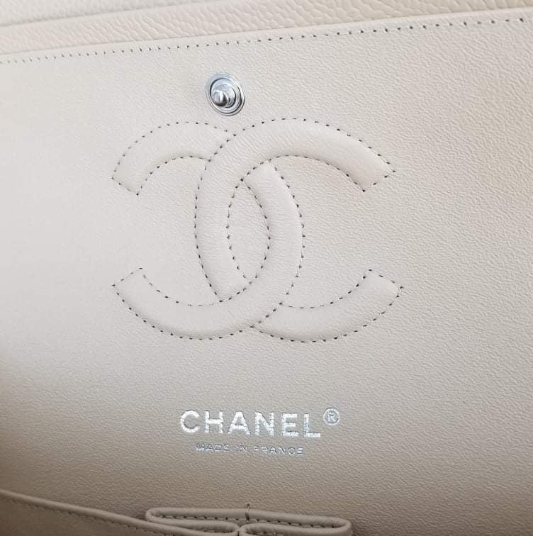 Authentic Chanel Beige Caviar 10” Double Flap