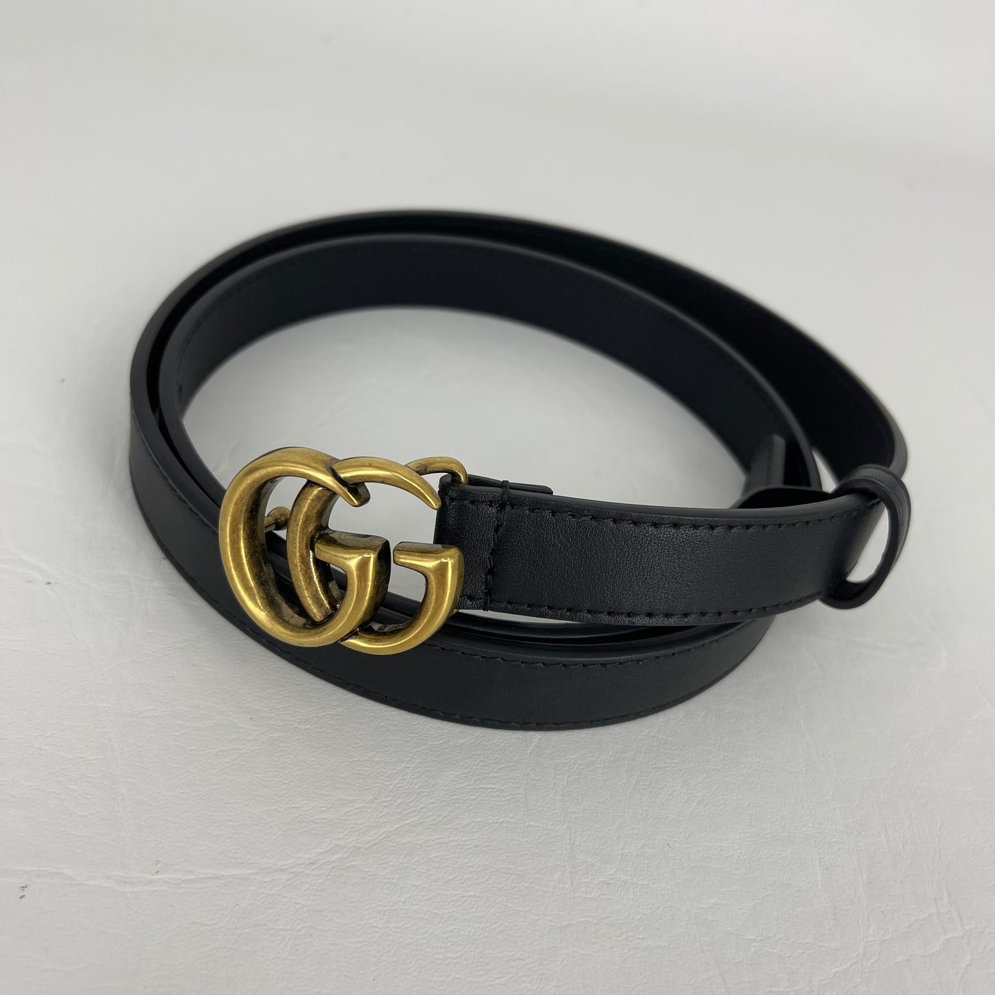 Authentic Gucci Marmont Black Thin Belt Sz 85