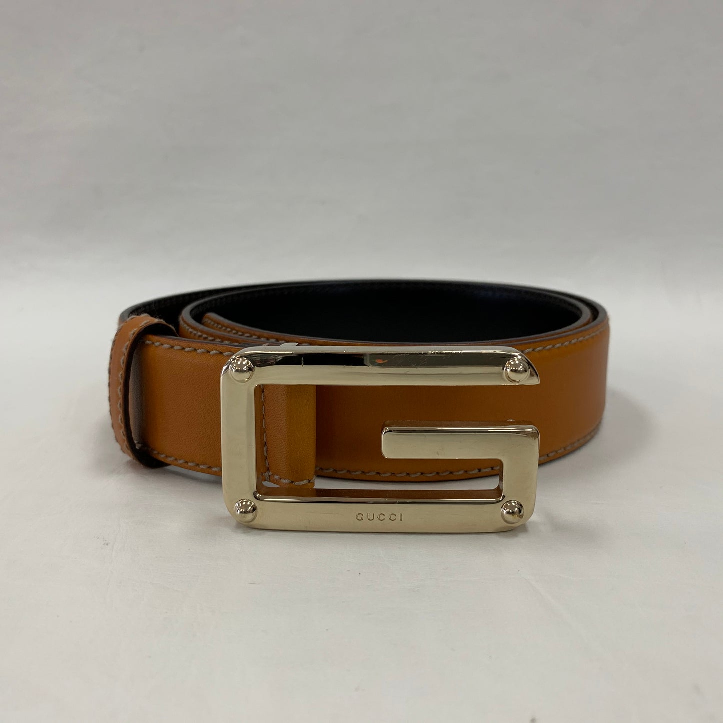 Authentic Gucci Marigold Leather Belt with G Buckle