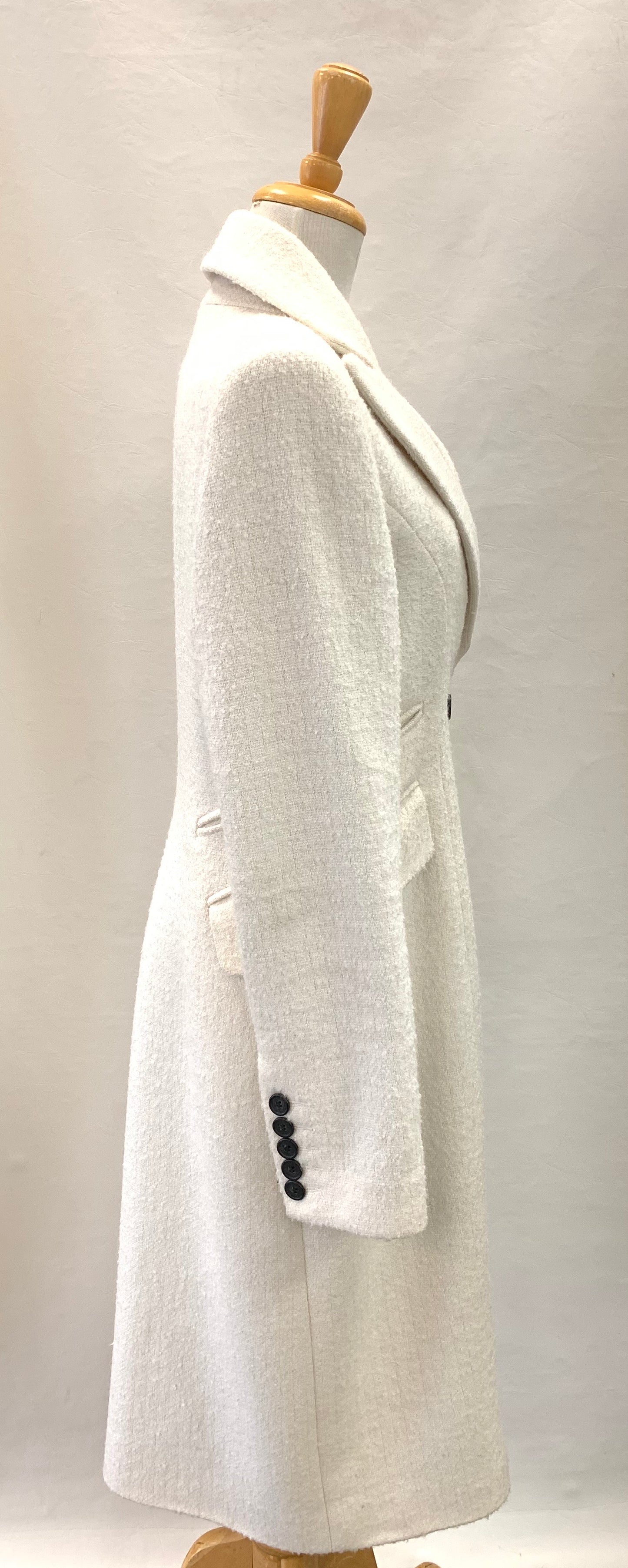Authentic Smythe Winter White “Reefer” Wool Coat Sz 12