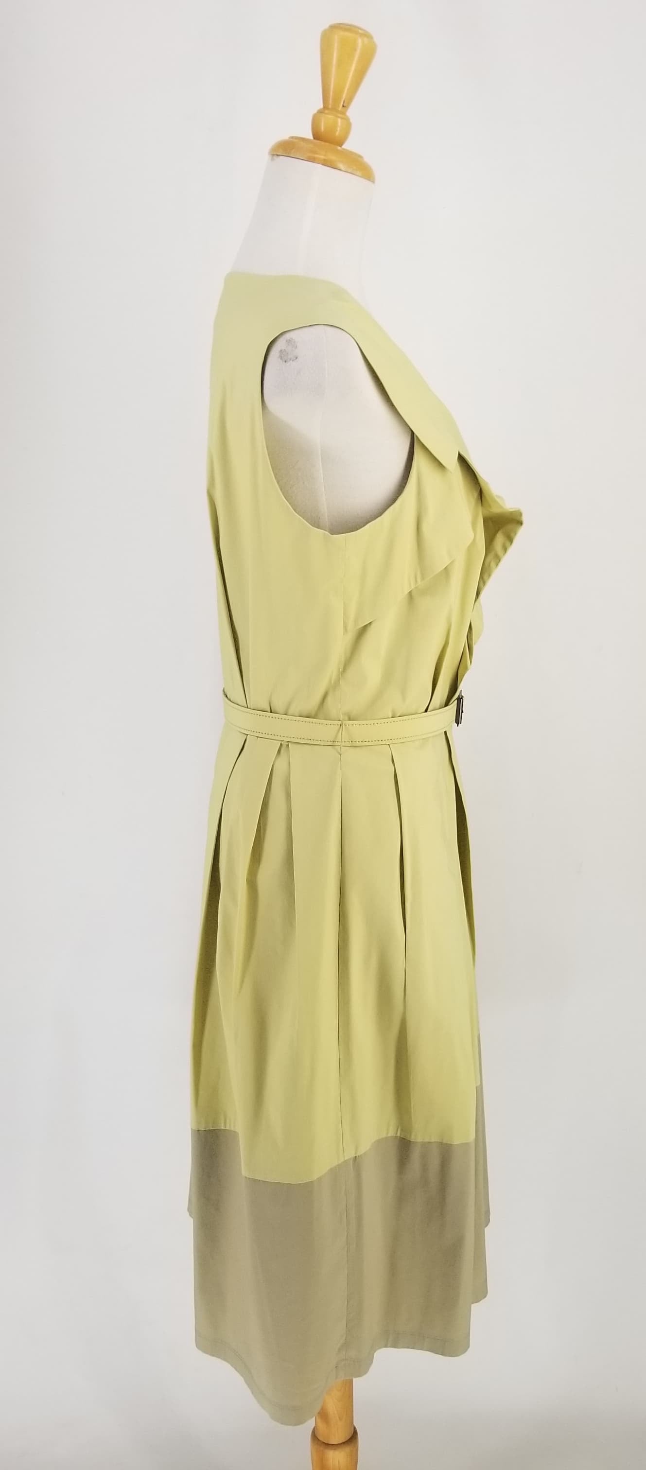 Authentic Lida Baday Chartreuse Cotton Sleeveless Dress Sz 12