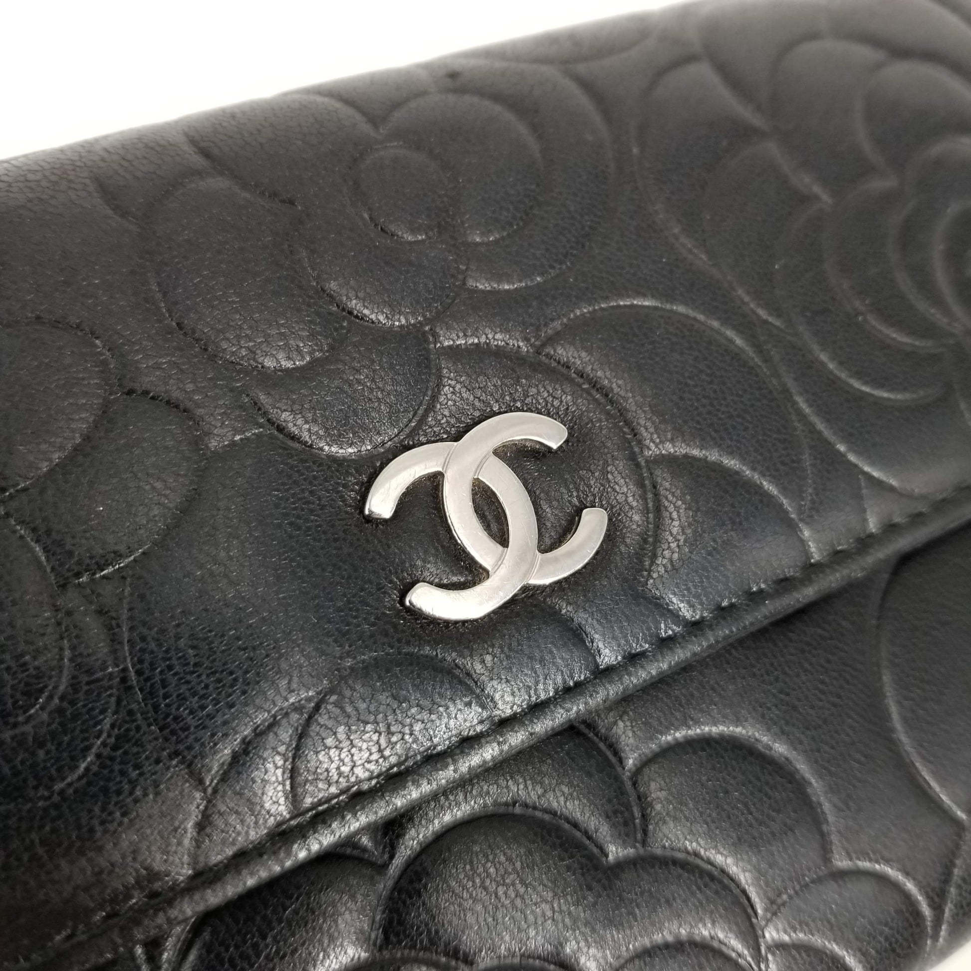 Authentic Chanel Black Lambskin Camellia Flap Wallet – Luxe Touch Luxury  Resale