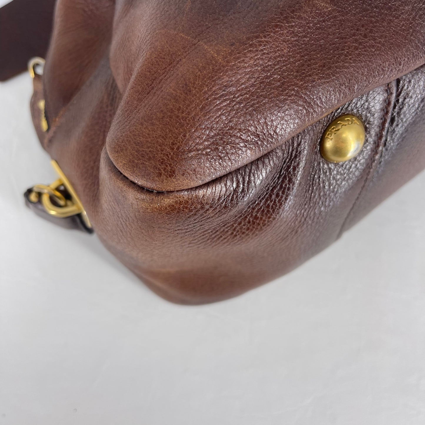 Authentic Prada Brown Deerskin Shoulder Bag