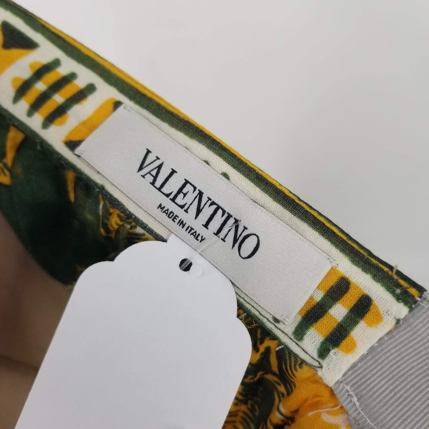 Authentic Valentino Green/Gold Elephant Print Cotton Skirt Sz 8