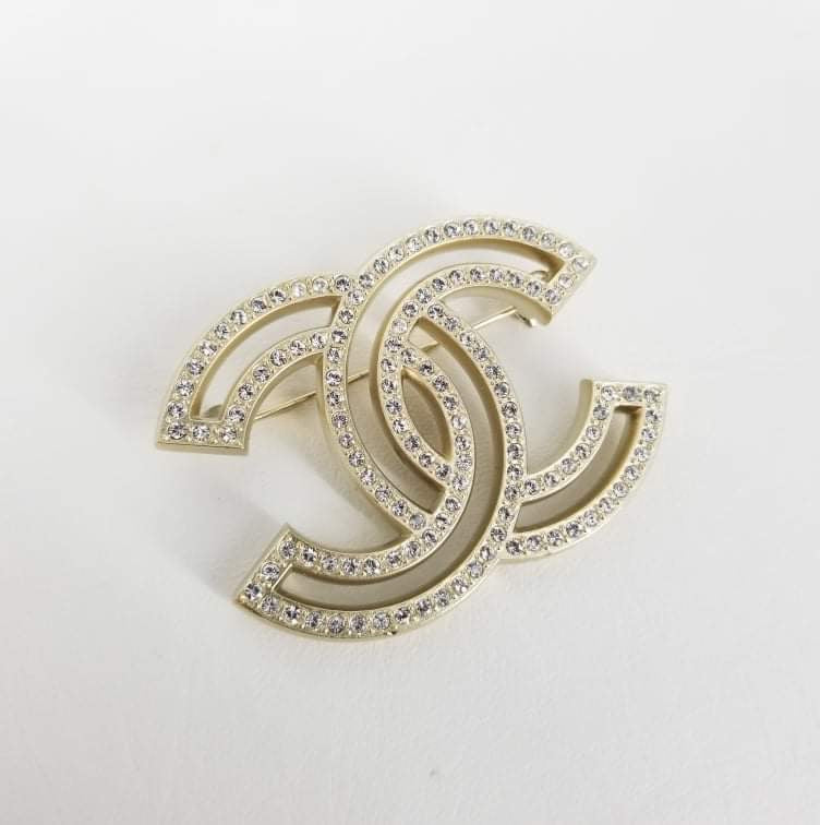 Authentic Chanel Gold Crystal Brooch A 19