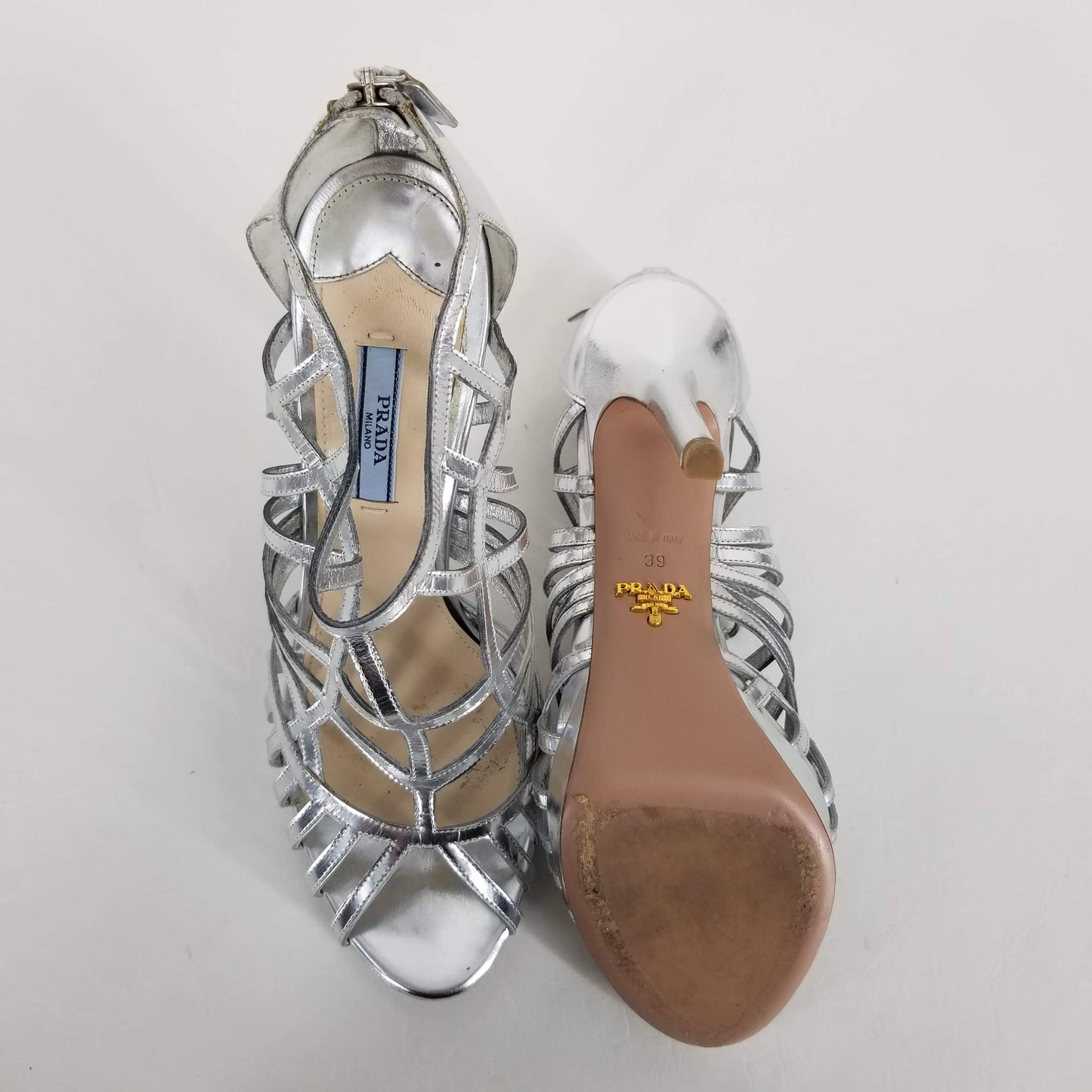 Authentic Prada Silver Platform Sandals