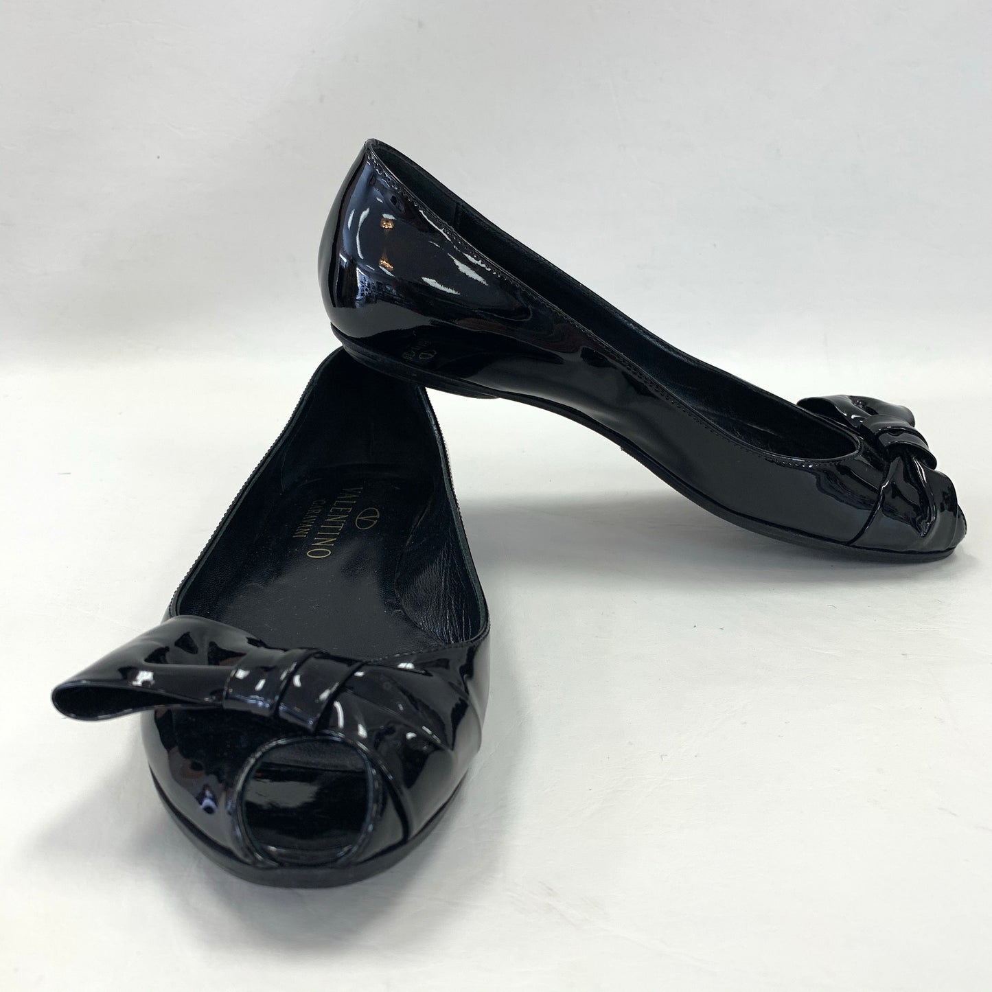 Authentic Valentino Black Patent Bow Flats