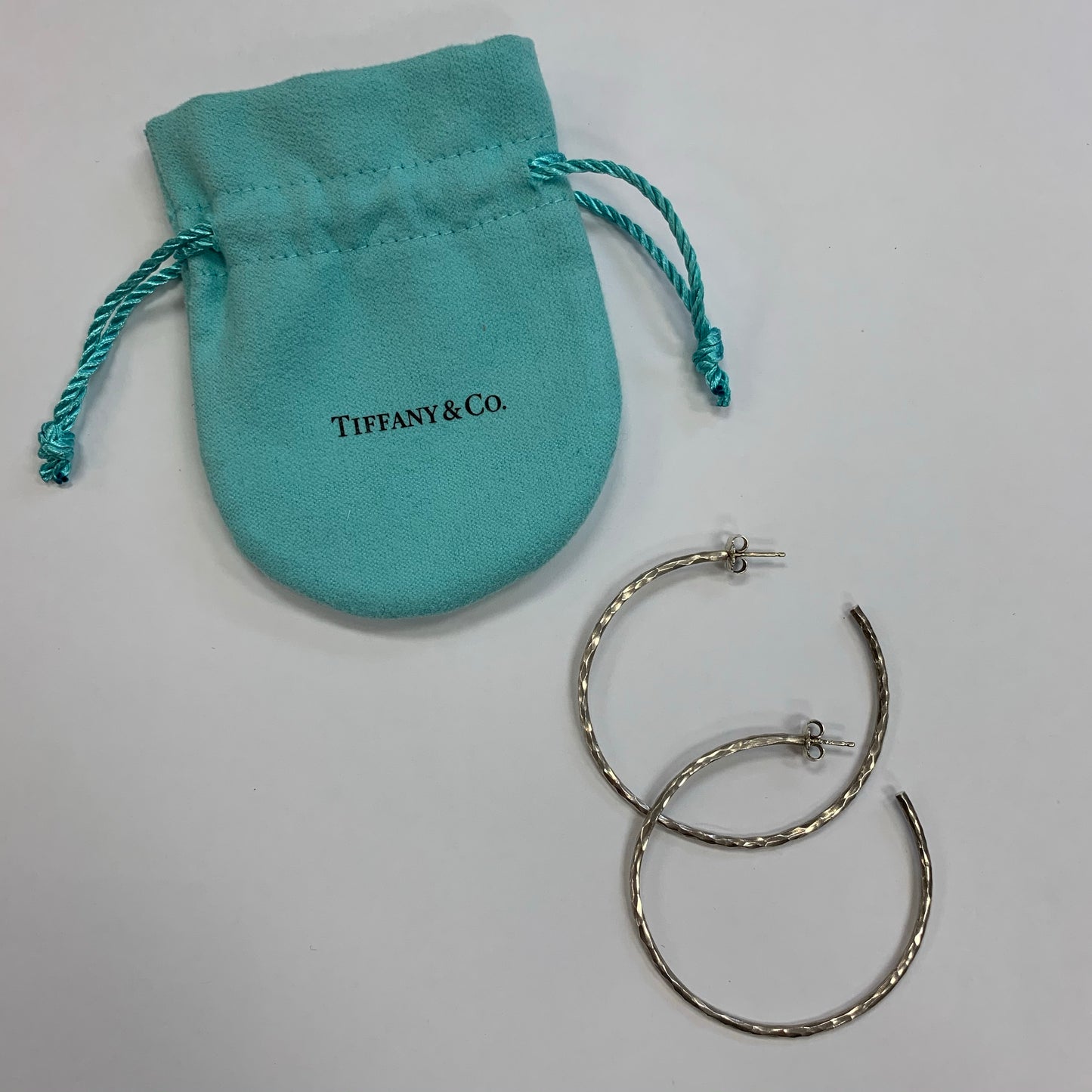 Authentic Tiffany Paloma Picasso Hammered Silver Hoop Earrings