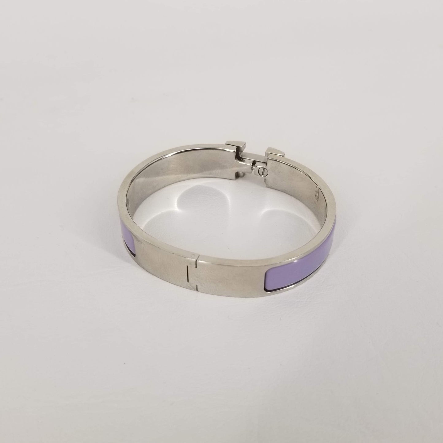 Authentic Hermes Lavender Enamel Clic Bracelet With Silver HW