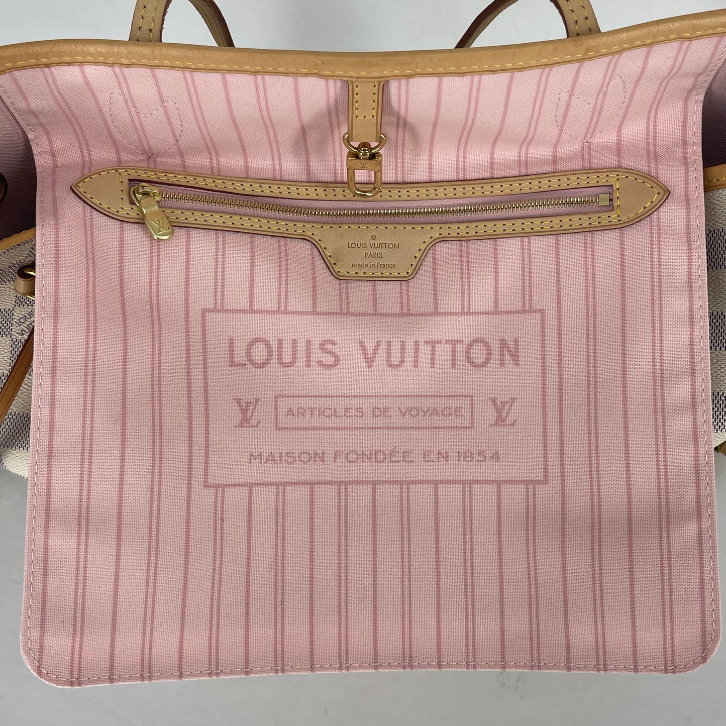 Authentic Louis Vuitton Damier Azure Neverfull MM Rose Ballerine