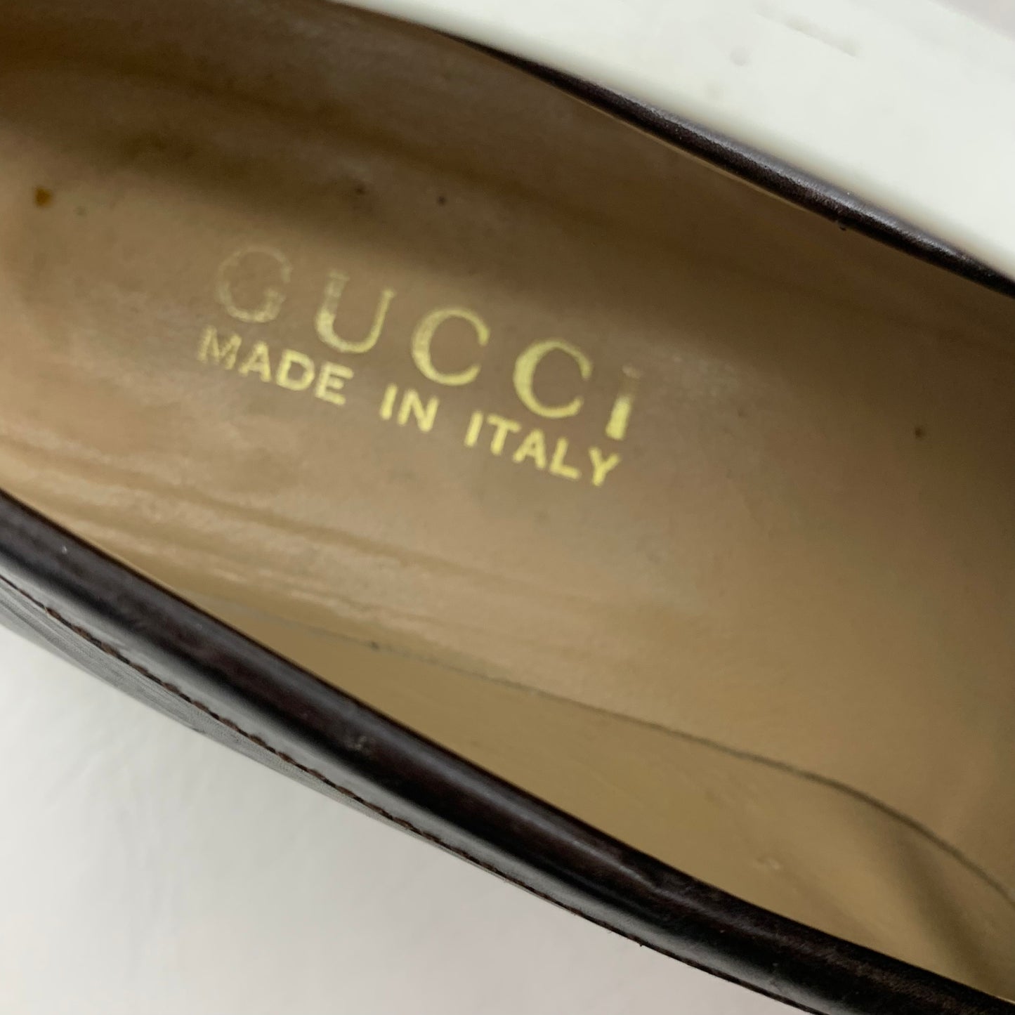 Authentic Gucci Brown Loafers Calf Hair Trim Sz 7.5