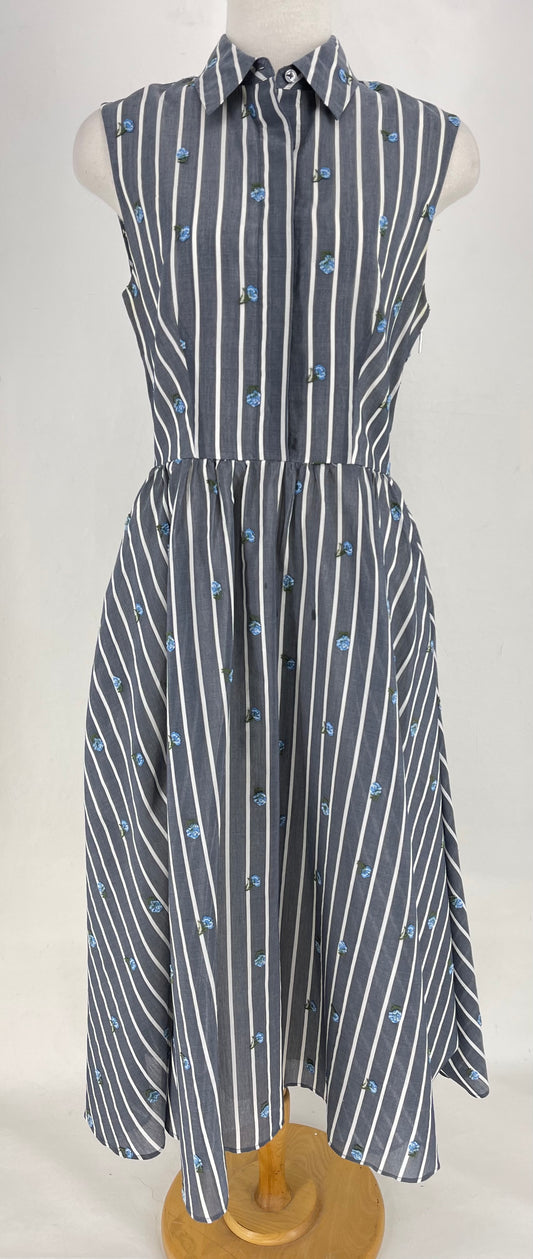 Authentic Jason Wu Grey Stripe Sleeveless Dress Sz 8