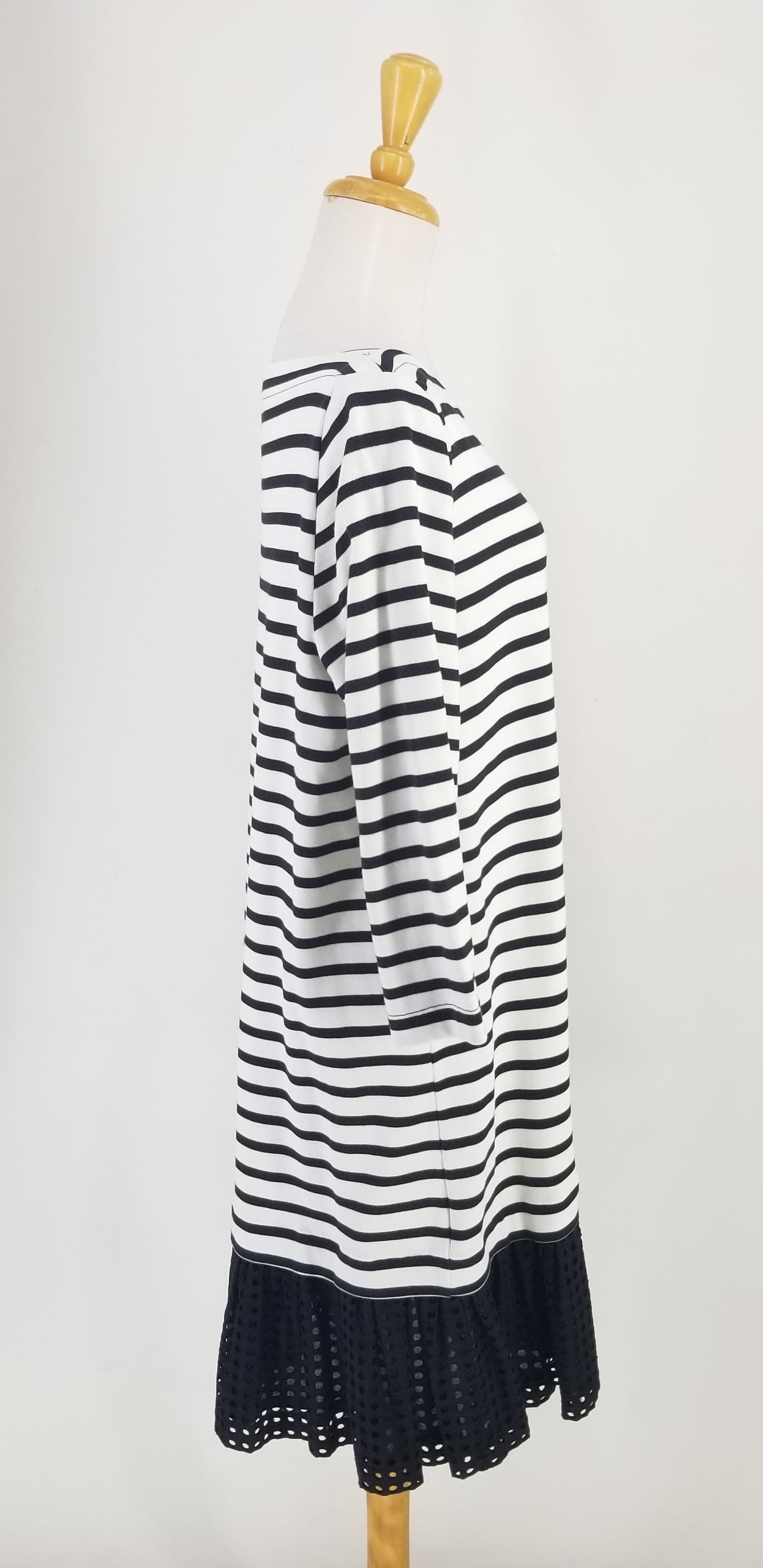 Authentic Kate Spade Black/White Stripe Eyelet Dress Sz 12