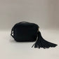 Authentic Saint Laurent Black Super Mini Camera Bag with Tassel