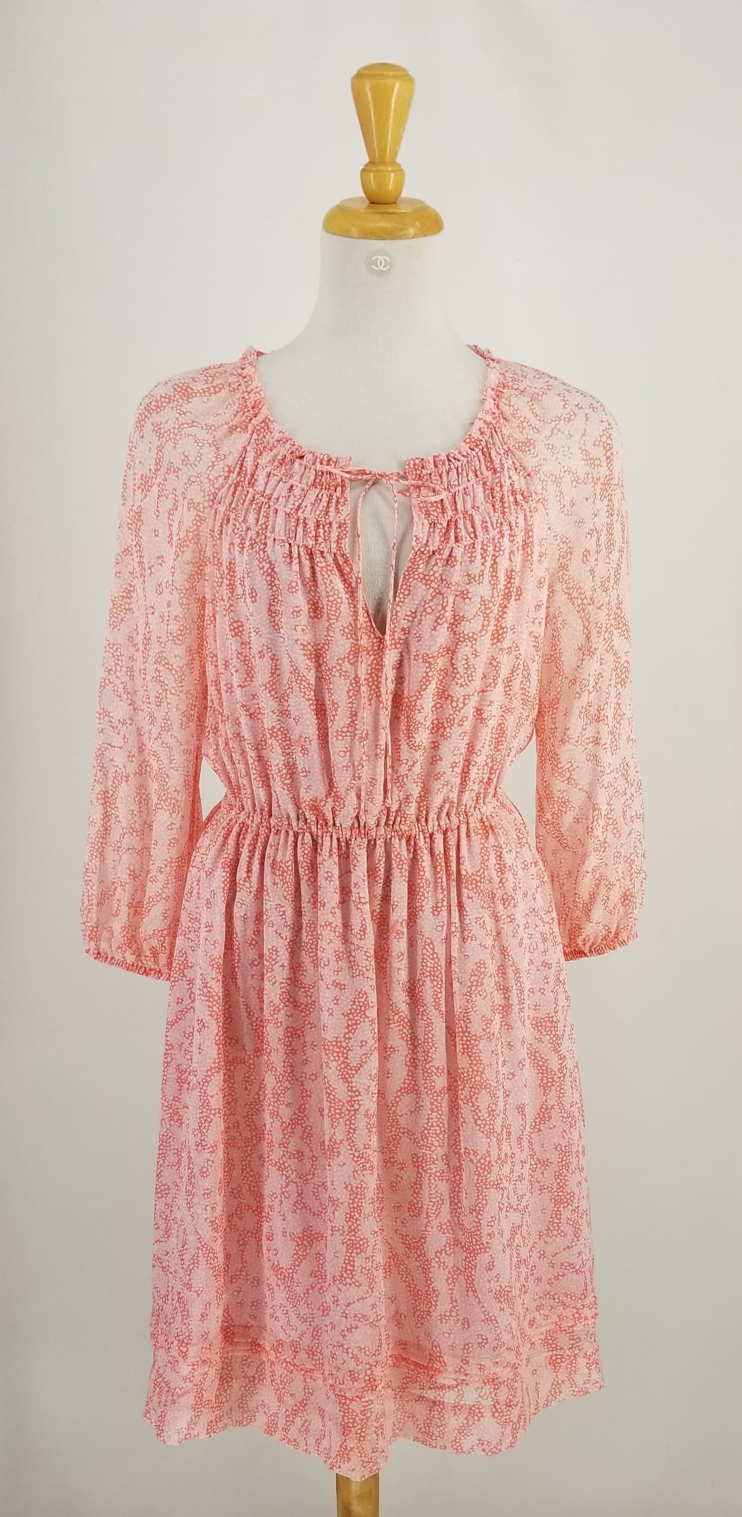 Authentic Diane Von Furstenberg Pink Pattern Long Sleeve Dress Sz XS