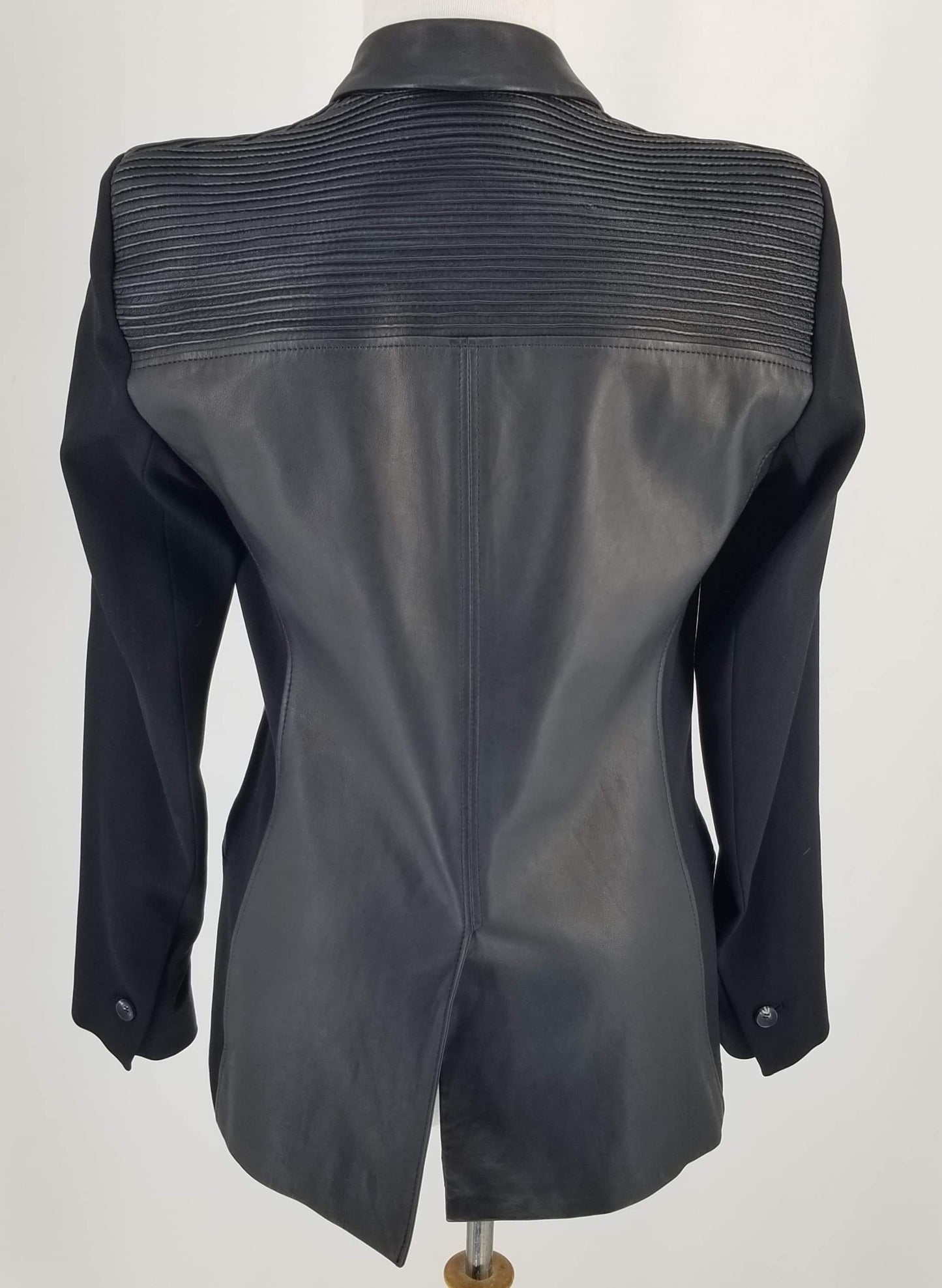 Authentic Helmet Lang Black Leather/Fabric Blazer Sz 0