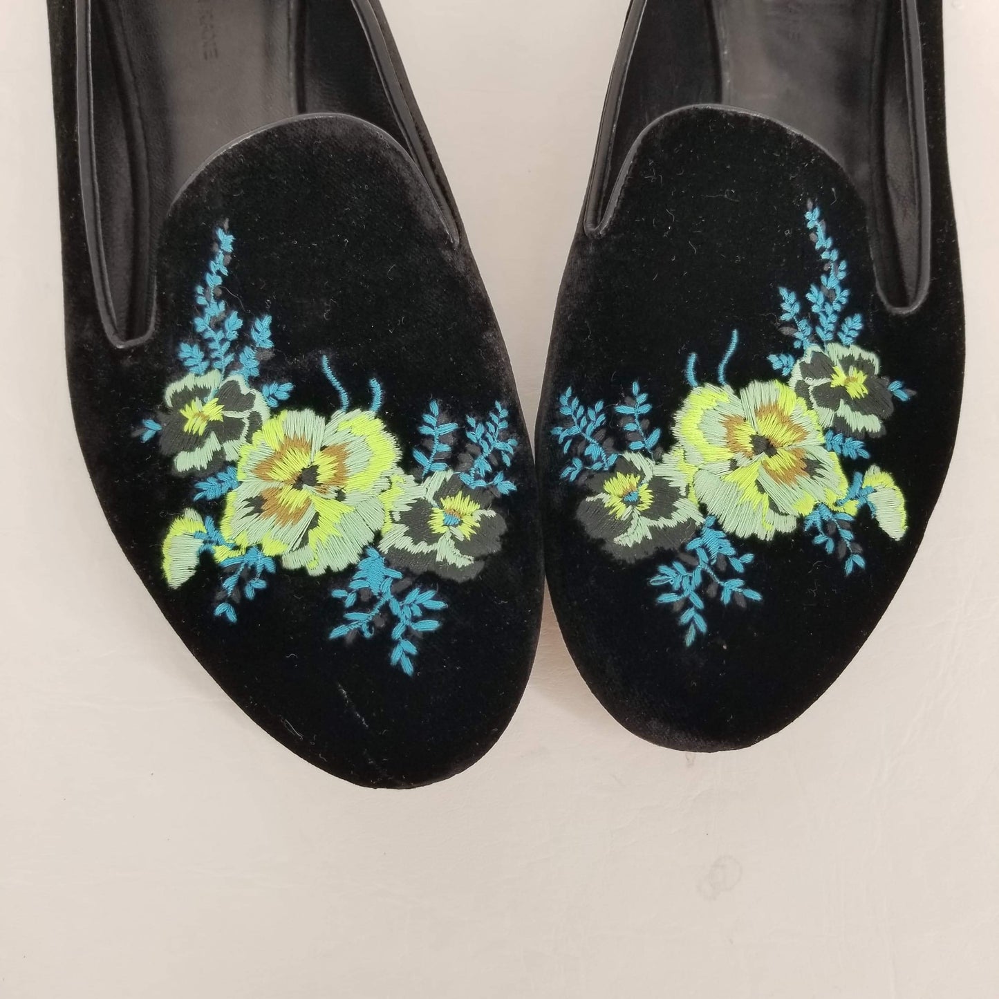 Authentic Christopher Kane Embroidered Black Velvet Slippers