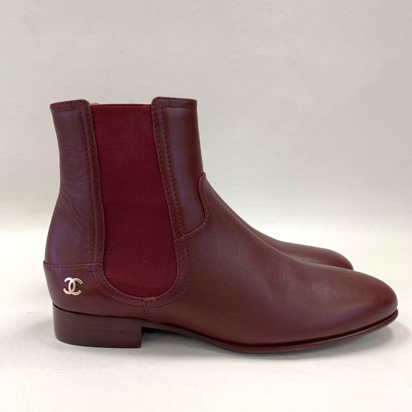 Authentic Chanel 16A Burgundy Leather Booties