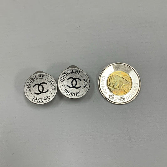 Authentic Chanel Silver Croisiere 2000 Round Clip-on Earrings