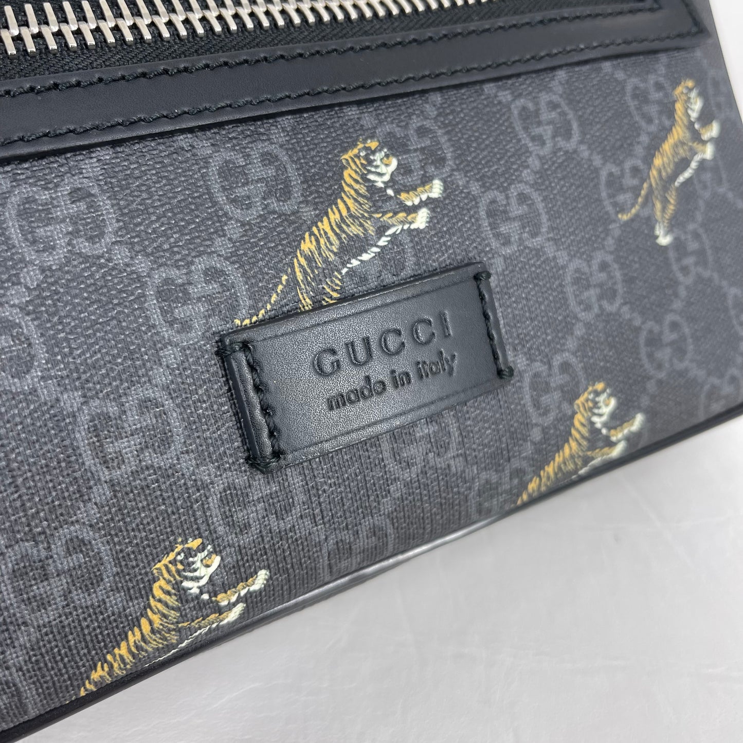 Authentic Gucci Black Beastiary Tiger Bum Bag