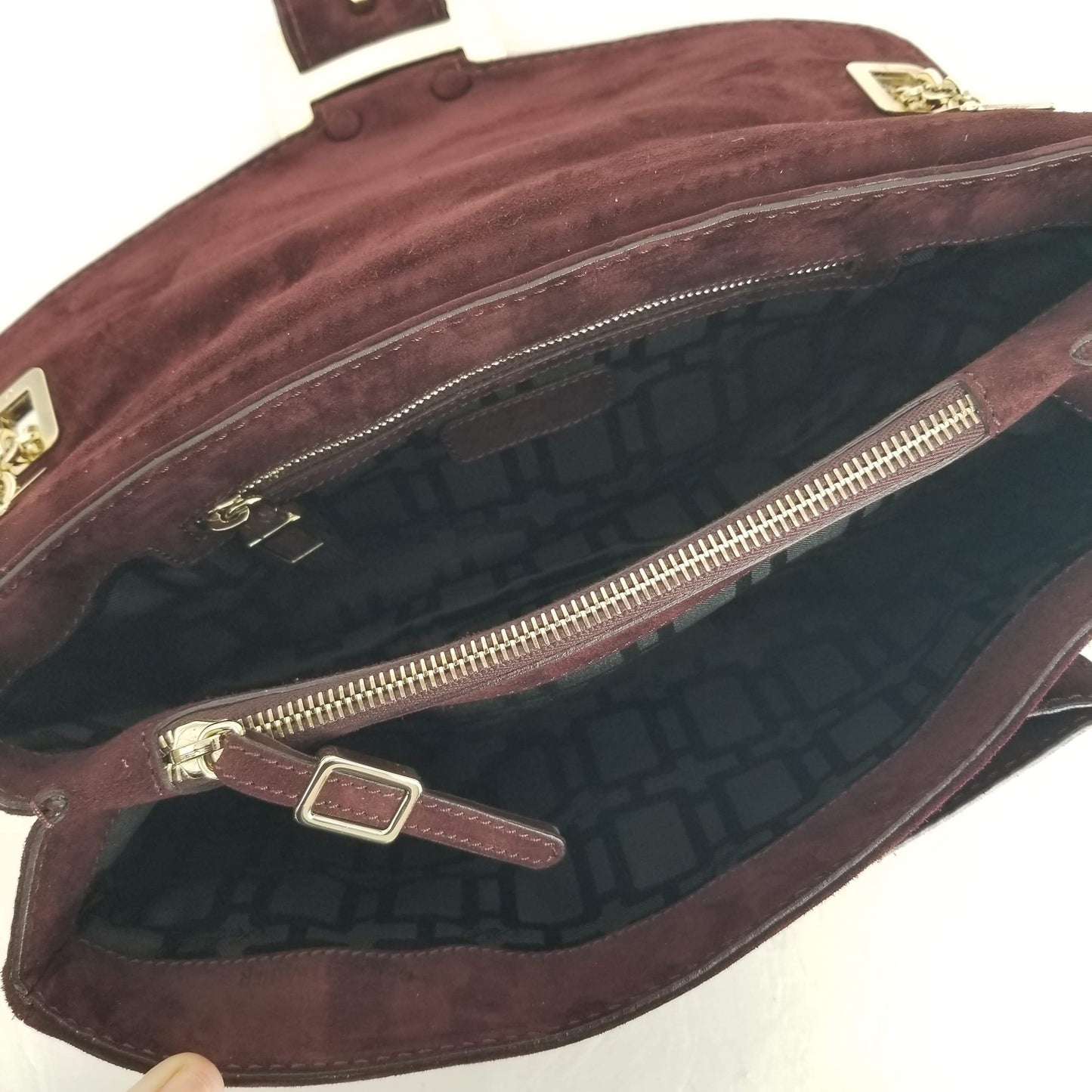 Authentic Roger Vivier Dark Burgundy Metro Shoulder Bag