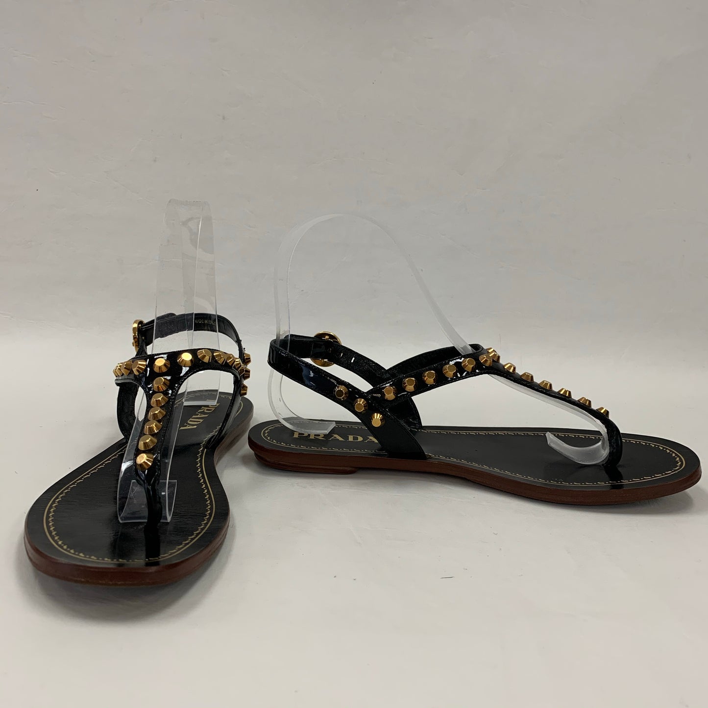 Authentic Prada Calzature Donna Black Studded Sandals