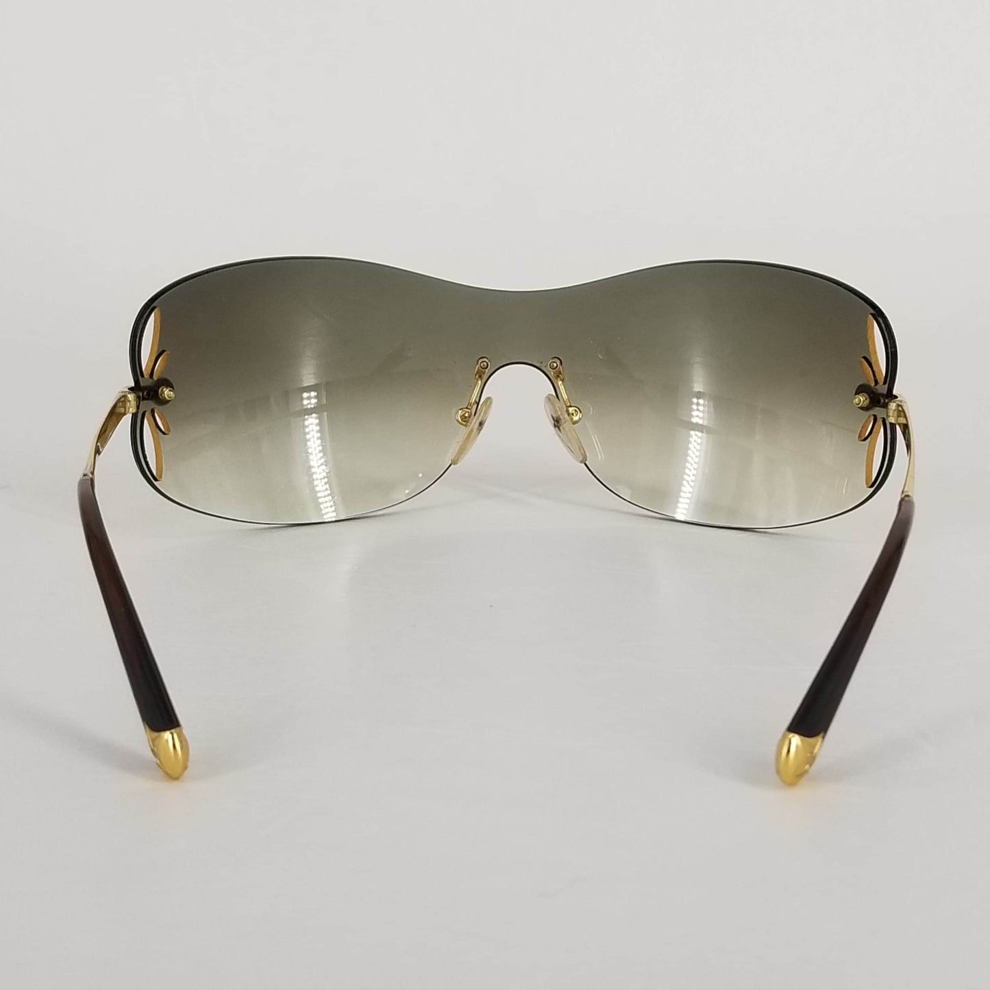 Authentic Louis Vuitton Brown and Gold Wrap Sheild Sunglasses Z0540U