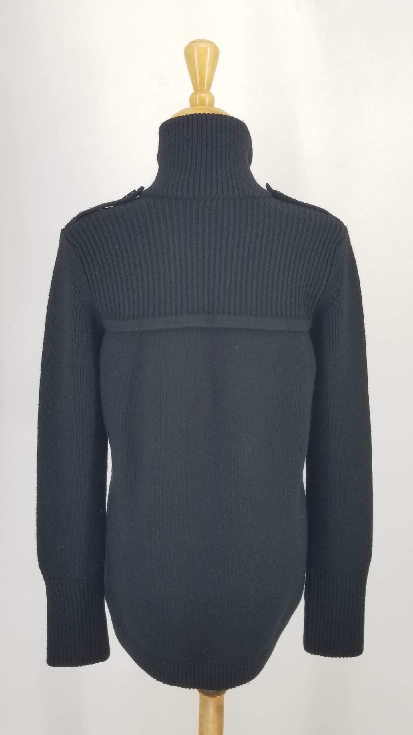 Authentic Burberry Brit Black Knit Toggle Sweater Sz XL