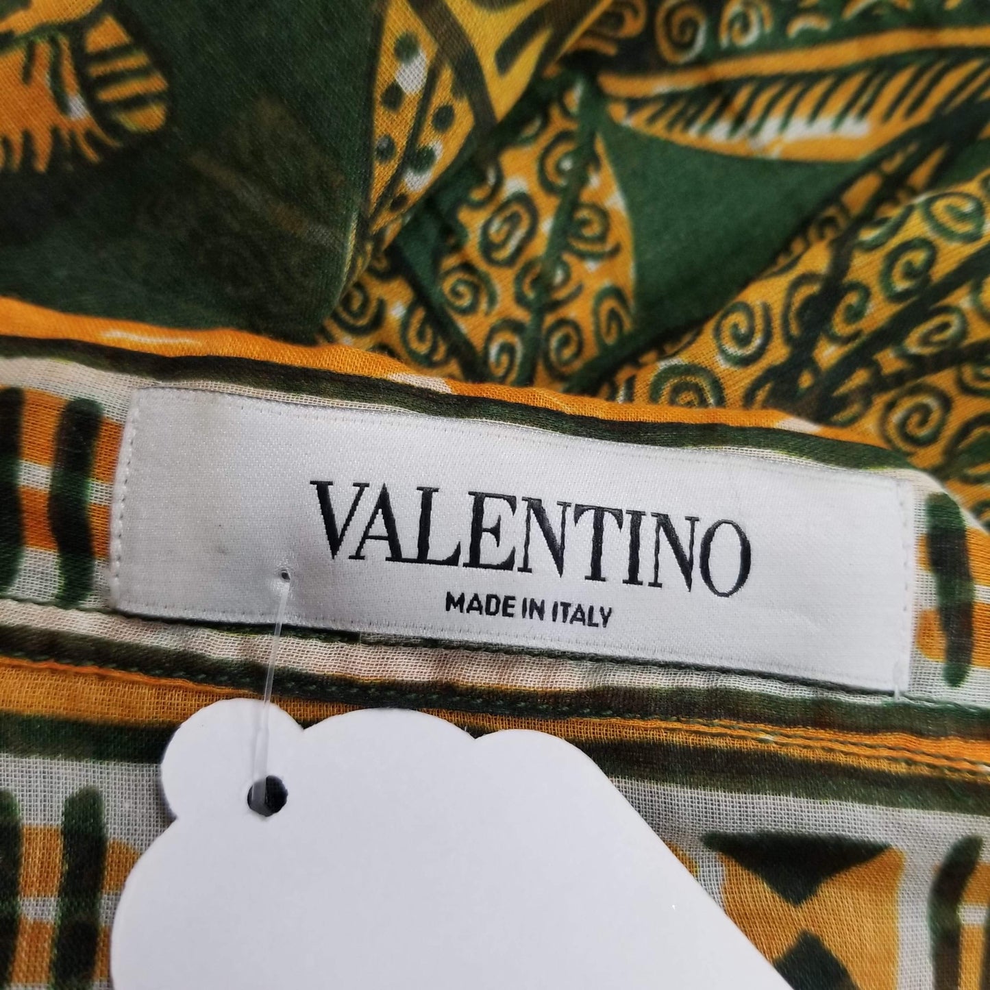 Authentic Valentino Green/Gold Elephant Print Cotton Top Sz 10