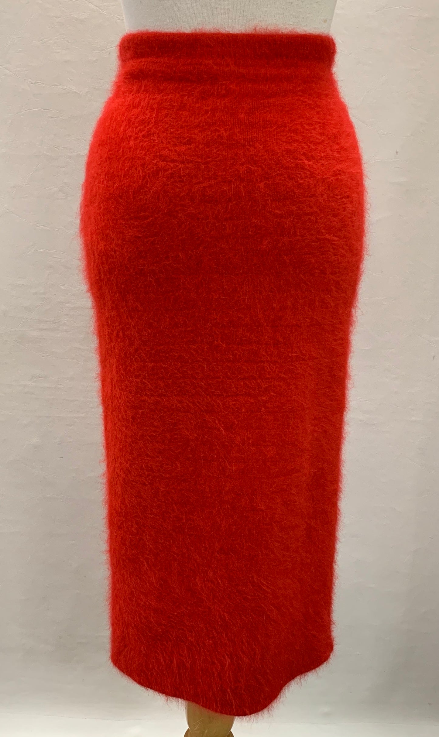 Authentic Helmut Lang Red Angora Pencil Skirt Sz XS