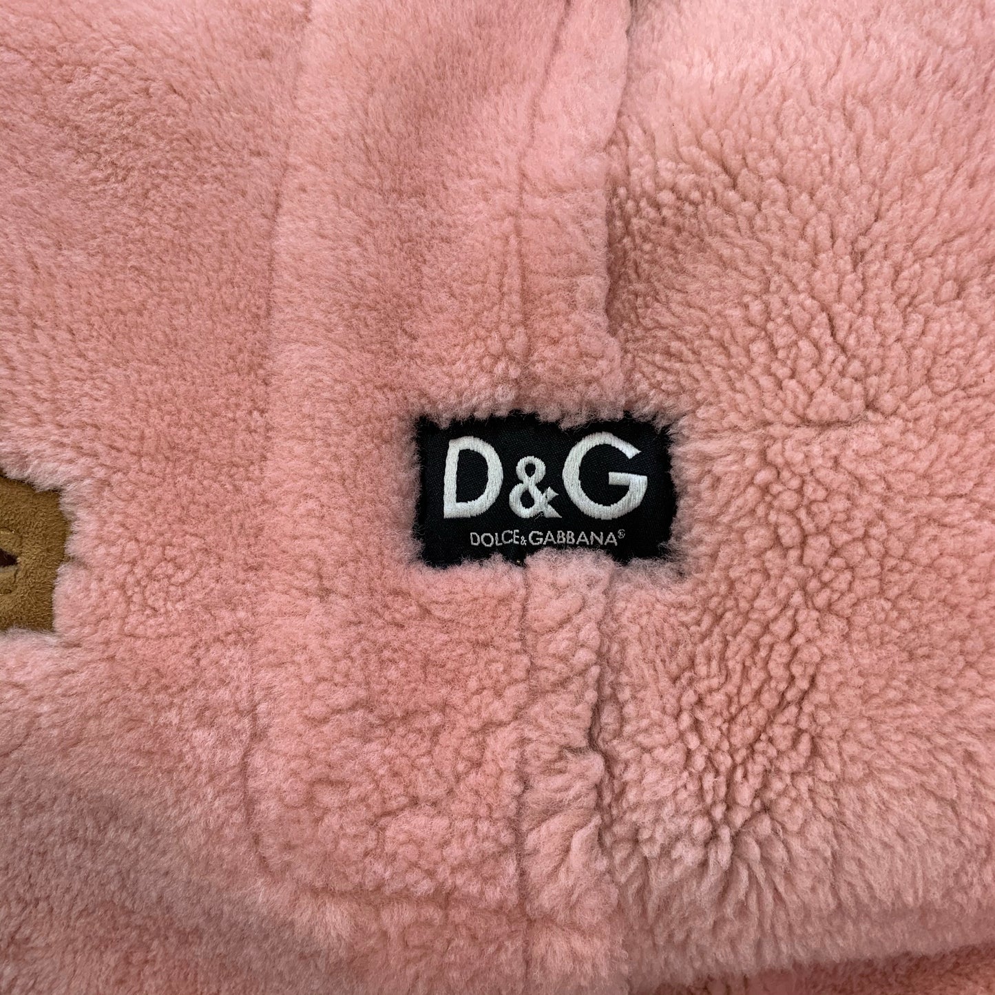 Authentic Dolce & Gabbana Tan/Pink Shearling Coat Sz S
