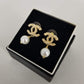 Authentic Chanel Gold Seed Pearl Drop Earrings